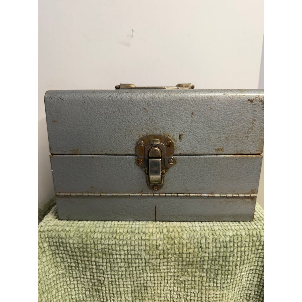 Vintage Excelsior Metal Tool Box Organizer Industrial Gray USA